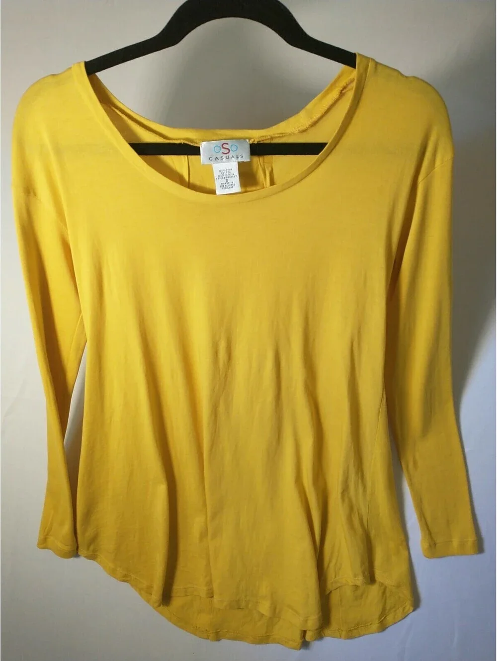 oso casuals Long Sleeve Tunic, Bright Yellow, Small, Laced Back